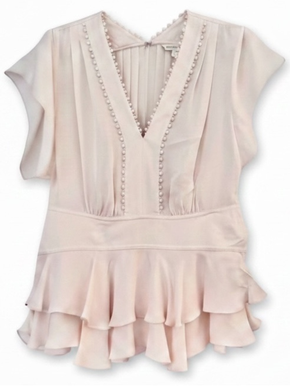 Rebecca Taylor Pink Peplum Blouse Size 2 Ruffle V Neck Top